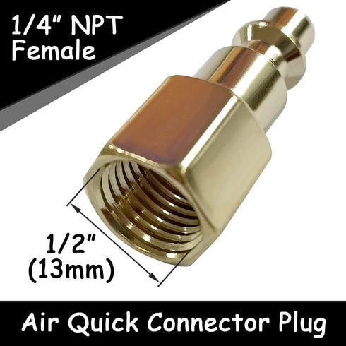 10PCS 1/4 Inch NPT Female Industrial Air Hose Quick Connect Plug Brass Finish Air Compressor Pneumatic Coupler Fitting Adapter by Uenede
