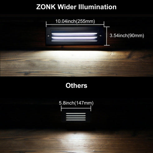 120V 6W IP65 Non-dimmable 4000K (1 Pack) ZONK Outdoor Indoor Step Lights, Line Voltage LED Landscape Stairway Lights