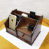 N Desk Organizer Wood with Small Drawer for Office and Home, Remote Control Holder, Pencil Holder