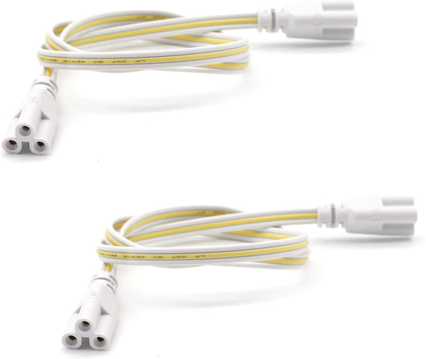 T5 T8 Extension Cords, 2ft 3-Prong Connector Cord for LED Tube Light, Pack of 2