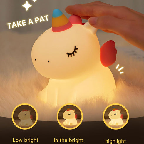 Hplvetoys Unicorn Night Light,Silicone LED Duck Lamp,Cute Lamps,Rechargeable Bedside Touch Lamp