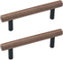 2Pcs Walnut Solid Wood Pulls Handles Aluminum Alloy Black Base Kitchen Wardrobe