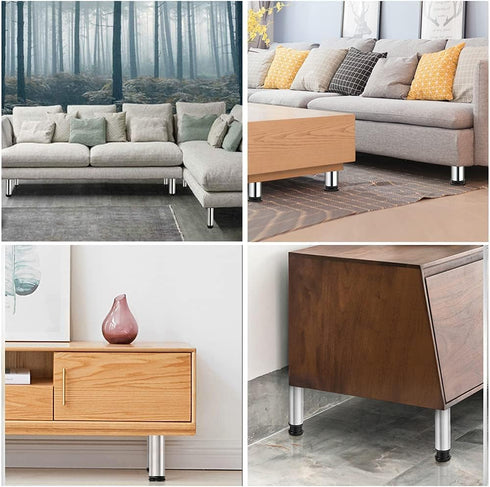Pack 4 (5cm) Owfeel Stainless Steel Furniture Legs Adjustable Metal Desk Feet Office Table for Home DIY Projects TV