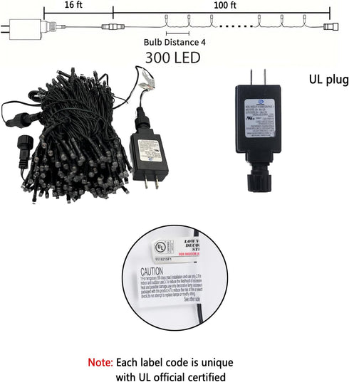100FT 300LED 8 Kwaiffeo Halloween Lights, Orange String Light Outdoor Indoor, Modes Connectable Orange Lights