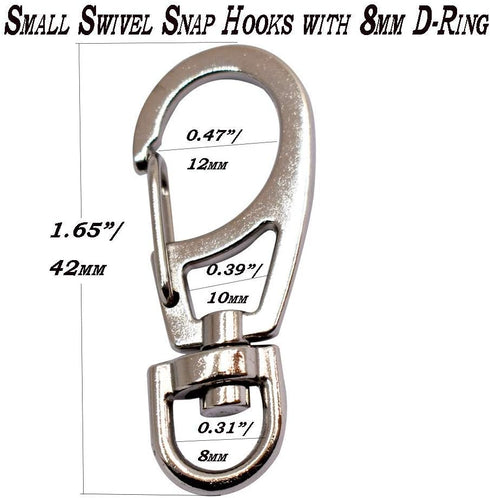 10 PCS Small Metal Clasps, Spring Swivel Snap Hooks Carabiner Clips with Rotating D-Ring