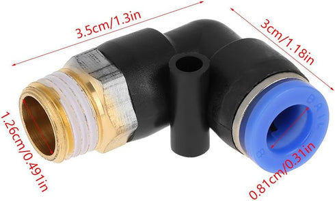 10pcs Pneumatic Elbow Quick Connector - Air Fittings Adapter Push to Connect Tube Fitting 8mm Diameter