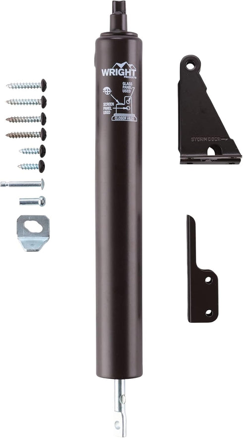 Wright Products Pneumatic Storm Door Closer, Adjustable, Smooth-Closing with Hold-Open Washer, Bronze