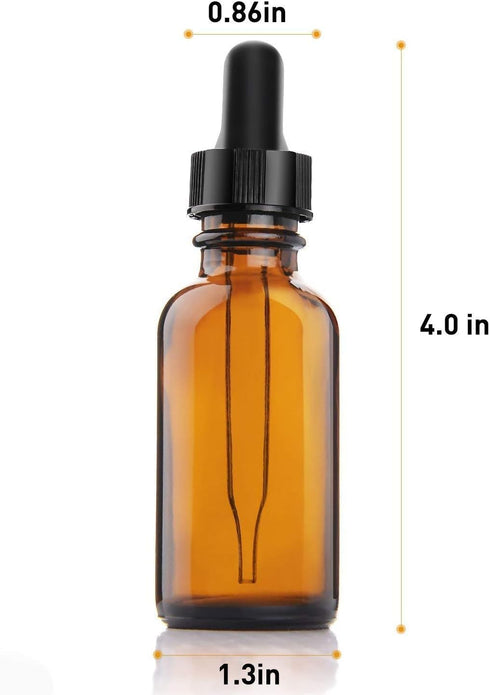 Yesker Amber Glass Bottles for Essential Oils 30 ml (1oz) with Glass Eye Dropper, 12 Pack for Oils, Lab Chemicals