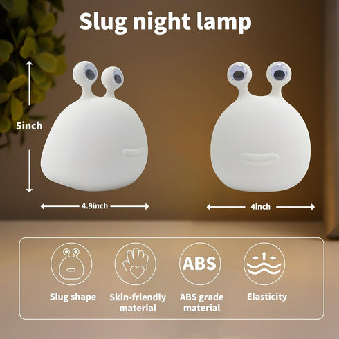 Cute Slug Night Light - Funny Kid Night Light for Bedroom Decor, Touch Soft Silicone Lamp for Birthday Gifts Room