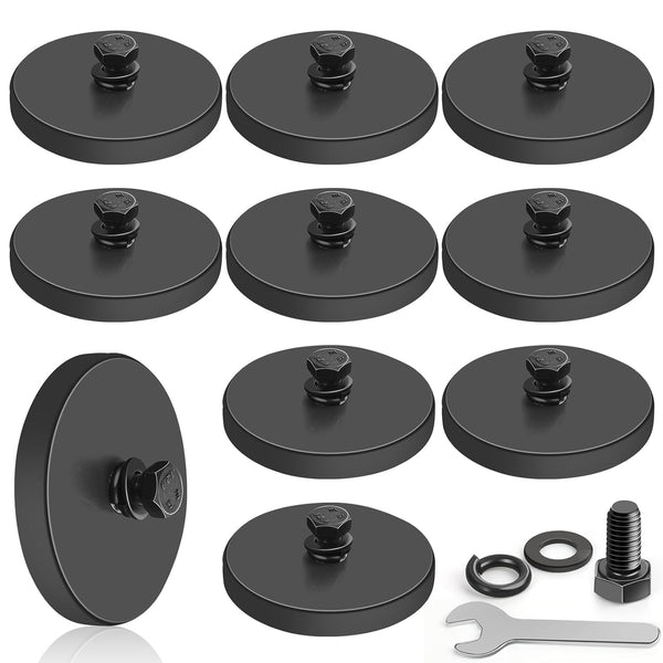 DIYMAG 10Pcs Rubber Coated Anti-Scratch Mounting Magnets, 30LBS Strong Neodymium Magnet Base with M5 Threaded Studs and