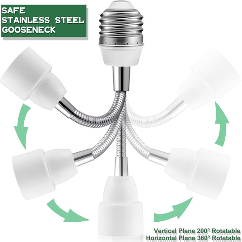 3 Prong Outlet Light Socket Adapter, Flexible Light Bulb to Outlet Socket Adapter with Extension Cord for Garage,