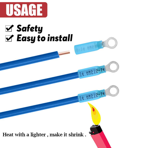 Hilitchi 50Pcs Insulated Nylon Heat Shrink Ring Terminals Electrical Wire Crimp Connector (10, 16-14AWG)