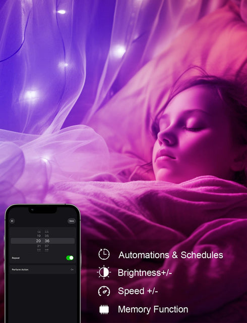 echosari Smart String Lights, 100 LED 33Ft RGB Fairy Lights with Remote & App Control, Music Sync for Christmas Trees