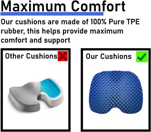 Tailbone 18.89 14.96 Blue Gel TPU Seat Cushion Large Contoured Honeycomb Cooling Gel Cushion for Long Sitting, Pressure