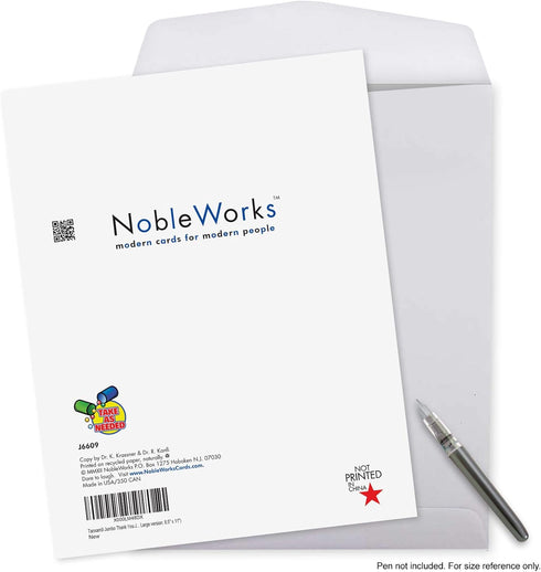 NobleWorks Jumbo Thank You Greeting Card 8.5 x 11 Inch with Envelope (1 Pack) Tanxamill J6609