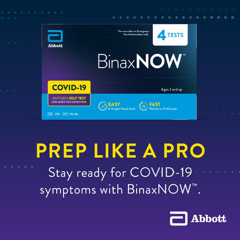 BinaxNOW COVID-19 Antigen Self Test, 1 Pack with 4 Tests, Easy to Use at Home