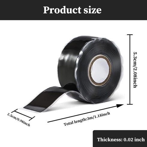 Waterproof Duct Tape 2.5cm x 3m, Silicone Repair Tape for Leaks, Rubber Seal Tape for Pipes and Faucets
