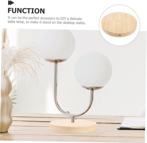 ABOOFAN Wooden Table Lamp Stand, Natural Wood Base Bedside Lamp, Round Solid Lamp Base for Repair