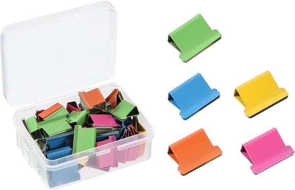 PATIKIL 0.6" x 0.4" Binder Clips, 50 Pcs Reusable Metal Refill Clips in Multiple Colors