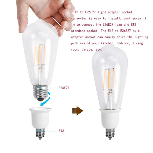 YCSSSD E12 E26 E12 E26 Bulb Bulb 6 Pack to Adapter Chandelier Light Socket Converter, Candelabra to Medium Socket