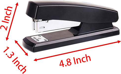 Desktop Staples, 4.8 Inch Labor Saving Black Stapler for 20 Sheets Capacity with 500 Pcs No.12 Staples