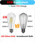 4 Pack Edison Bulbs, 6W E26 LED, 60 Watt Equivalent, Vintage CRI90+ ST19, Dimmable Clear Light Bulbs, 5000K Daylight