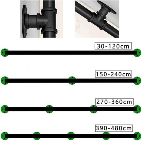 ALDEPO 30-600Cm Non-Slip,500Cm 50cm Grab Bars Stair Railing Handrail - Wrought Iron Non-Slip Armrest, Rustic Black