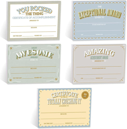 Motivational Achievement Certificate Fill in Sticky Note Pads, 6" x 4" Repositionable Recognition Award Sticky Pads, 50