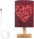 YETTASBIN Valentine's Day Love Heart Bedside Table Lamp, Small LED Desk Light USB