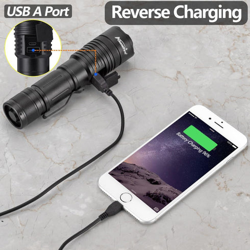 X37 4 ALONEFIRE Multicolor LED Flashlight Color Change White Blue Green Red Light RGB USB Rechargeable Zoom Waterproof