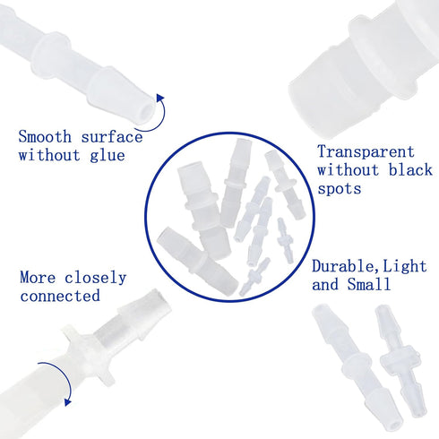 Plastic Hose Barb Fitting, 1/2" x 1/2" Pipe Connectors, Barbed Splicer Joint Adapter, 6 Pcs