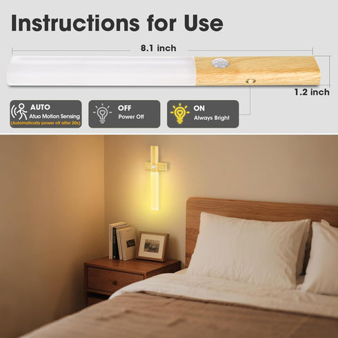 Picture,3000K 2Pack LAVAED Motion Sensor Lights Indoor,LED Rechargeable Battery Operated Wall Sconce Magnetic Stairway