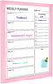 Dry Erase White Board Weekly Calendar Board, 18“x24" Solid Wood Pink Framed Message Board for Office