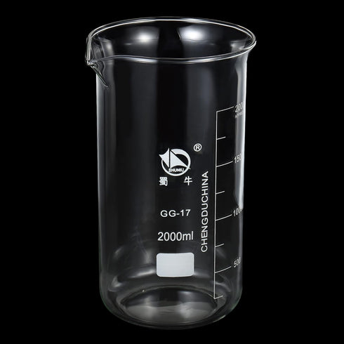 PATIKIL 2000ml Tall Form Glass Beaker, 3.3 Borosilicate Glass Graduated Measuring Cups with Spout