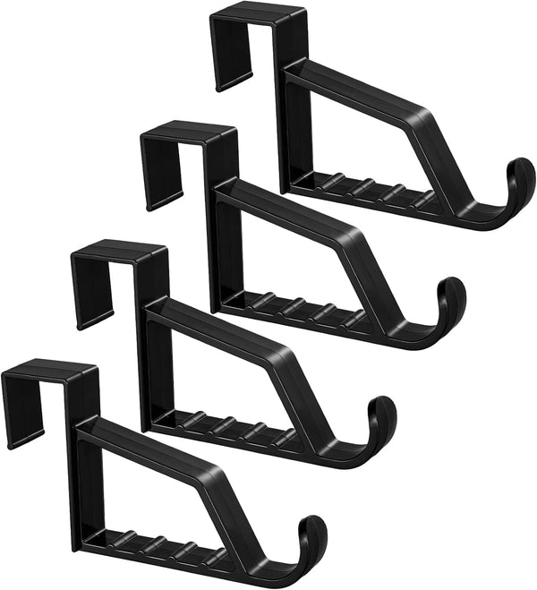 Maitys 4 Pieces Space Saving Plastic Over Door Hooks for Coats, Towels, Bags, Hats, Scarves, Home Accessories (Black)