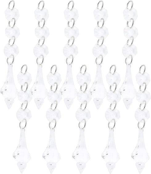 DIY Chandelier, Adjustable Acrylic Beaded Crystal Pendant Hanging Lamp with Transparent Finials,