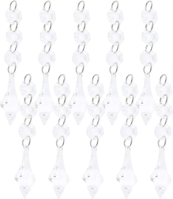 DIY Chandelier, Adjustable Acrylic Beaded Crystal Pendant Hanging Lamp with Transparent Finials,