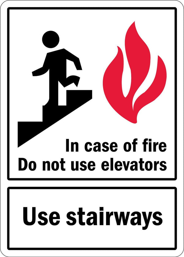 SmartSign "In Case Of Fire - Do Not Use Elevators, Use Stairways" Plastic Sign | 10" x 14"