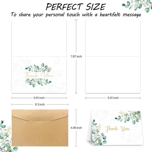 Ladygo 100PK 4x6 (100 PACK) Thank You Cards With Envelopes Bulk: Blank Thank You Notes & Stickers Baby Shower Wedding