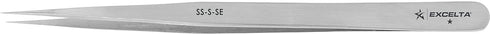 Excelta SS-S-SE Tweezers, Slim Very Fine Point Straight, Anti-Mag. SS, 0.06" Height, 0.315" Wide, 5" Length