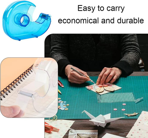 Small Portable Tape Dispenser, Transparent Refillable Hand Dispenser for Adhesive Tape Office Home (Random Color)