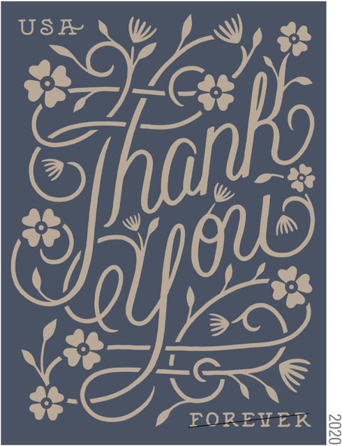 United States Postal Service 2020 20) Thank You (Sheet of First-Class Mail Forever Postage Stamps