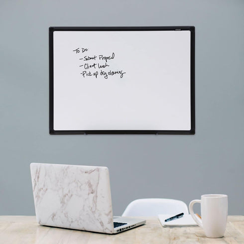 Universal Design Series Deluxe Dry Erase Board, 24 x 18, White Surface with Black Anodized Aluminum Frame