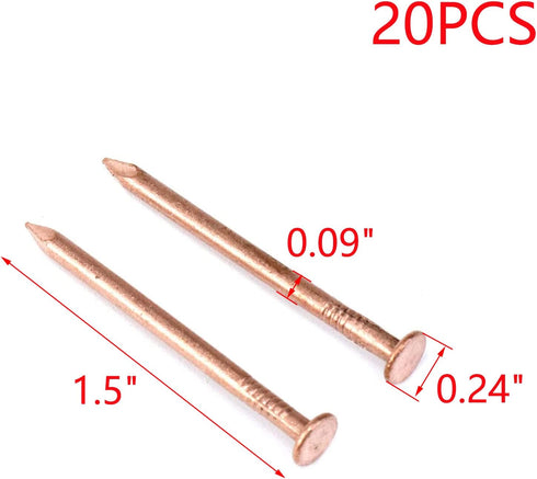 MY MIRONEY 20 Pack 1.5 Inch Copper Nails Solid Copper Nail Spikes for Slating & Roofing