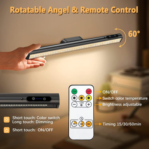 Dimmable Closet Rechargeable Magnetic LED Light Bar with Remote, Under Cabinet Lighting Wireless, Battery Powered