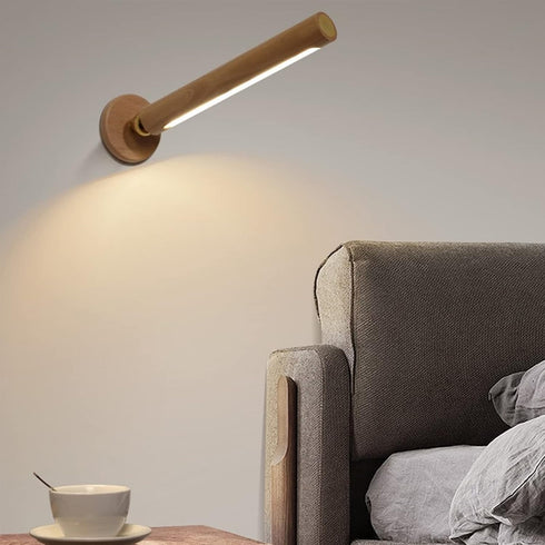 360 Dimmable TUNJINSHOU Rotatable Wooden Led - Magnetic Detachable Stepless Rechargeable Wall Light, Bedroom Living