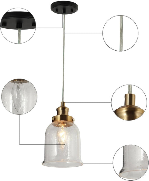 KSANA Pendant Lights Kitchen Island, Gold Seeded Glass Pendant Light Fixtures, Modern Adjustable Hanging Pendant