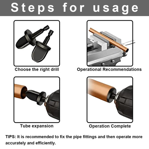 5Pcs Swaging Tool Drill Bit Set, 1/4'' to 3/4'' Multifunction Hex Shank Copper Tube Expander for Air Conditioner