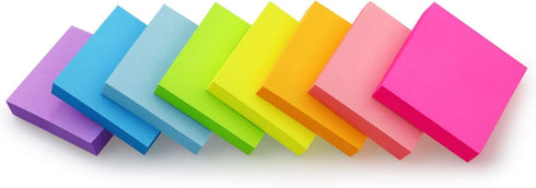 Sticky Notes 2x2 inch Bright Colors, Self-Stick Pads, 8 Pads/Pack, 100 Sheets/Pad, Total 800 Sheets