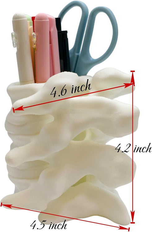 TIME&TRAVE 3D 8-10 Printed Spine Pen Holder, Anatomical Vertebrae Pencil Cup Based on Real CT Scan, Gothic Desk